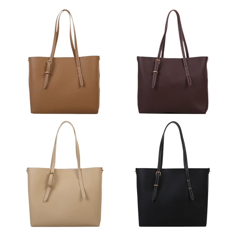 2pcs/Set PU Handbag Women Big Capacity Lady Shoulder Clutch
