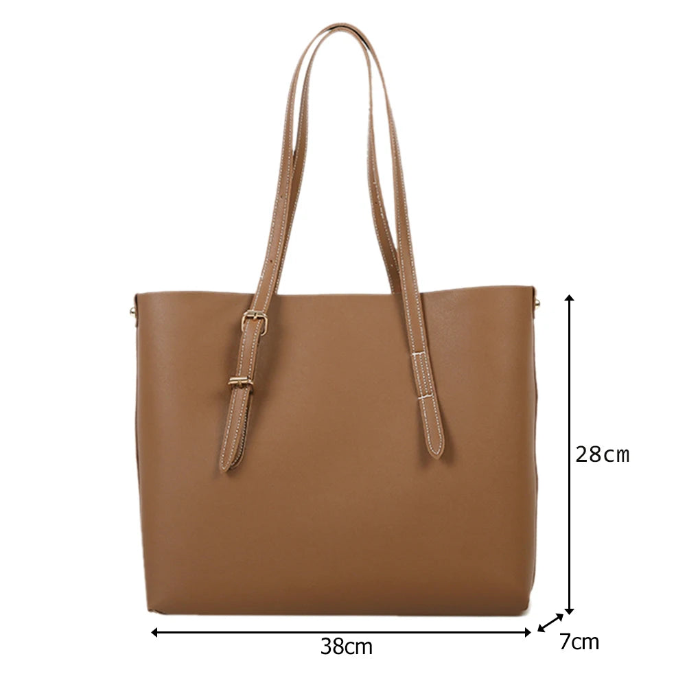 2pcs/Set PU Handbag Women Big Capacity Lady Shoulder Clutch