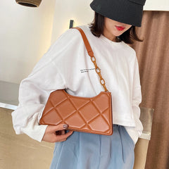 PU Leather Shoulder Bag Ladies Casual Zipper Solid Underarm Bags
