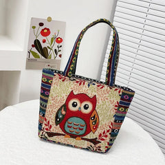 Retro Casual Women Totes Shoulder Bags Embroidery Canvas Handbags