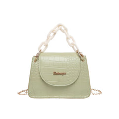 Casual Women Leather Chain Handbag Solid Color Tote Shoulder Bag