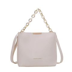 Retro Casual Women Totes Shoulder Bags - Leather Solid Chain Handbags