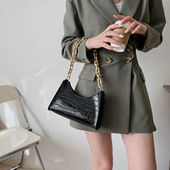 Makeup Bag Retro Casual Women Totes Shoulder Bags Female Leather Solid Chain Han