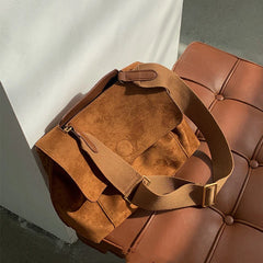 Vintage Women Shoulder Bag Frosted PU Leather Large Books Handbag Purse