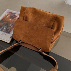 Vintage Women Shoulder Bag Frosted PU Leather Large Books Handbag Purse