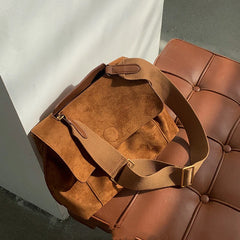Vintage Women Shoulder Bag Frosted PU Leather Large Books Handbag Purse