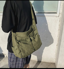 Fatchels Large Canvas Shoulder Bag Soft Denim Winter Travel Bag