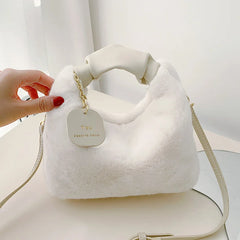 Faux Fur Handbag Hobos Zipper Small Shoulder Crossbody Bags for Women