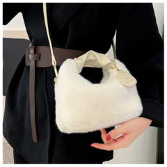 Faux Fur Handbag Hobos Zipper Small Shoulder Crossbody Bags for Women