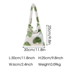 Faux Fur Women Shoulder Bag Love Heart Printing Soft Plush Female Crossbody Bag