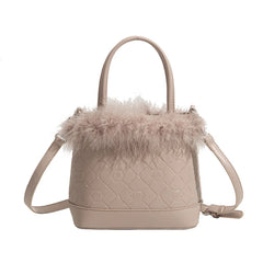 Faux Fur Women's Plush Bucket Bag Portable Crossbody Bag