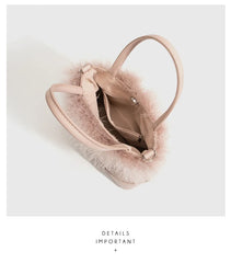 Faux Fur Women's Plush Bucket Bag Portable Crossbody Bag