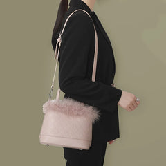 Faux Fur Women's Plush Bucket Bag Portable Crossbody Bag