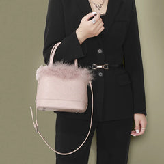 Faux Fur Women's Plush Bucket Bag Portable Crossbody Bag