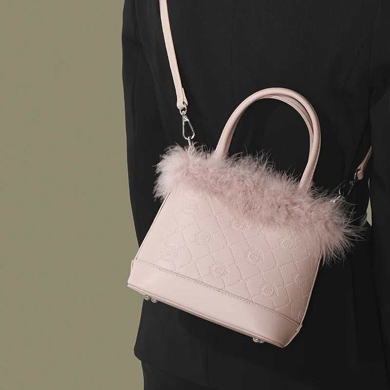 Faux Fur Women's Plush Bucket Bag Portable Crossbody Bag