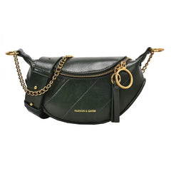 Faux Leather Women Waist Bag Shell Chest Bag Large Capacity Zipper Shoulder Bag
