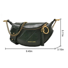 Faux Leather Women Waist Bag Shell Chest Bag Large Capacity Zipper Shoulder Bag