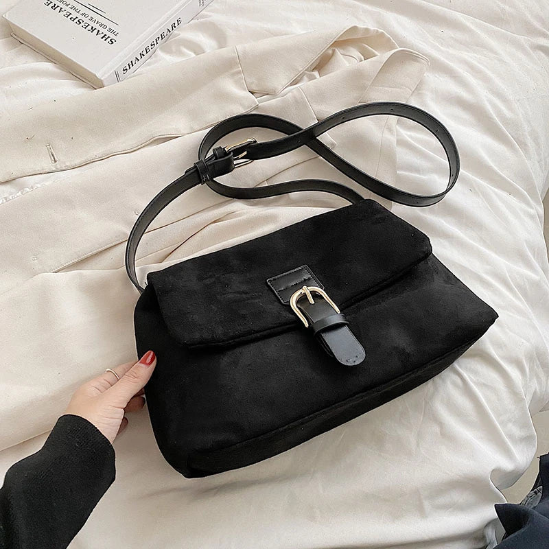Women's Faux Suede Shoulder Bag Crossbody Purse SG881
