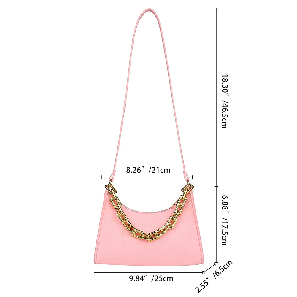 Women's Felt Shoulder Bag Chain Crossbody Tote Purse Handbags