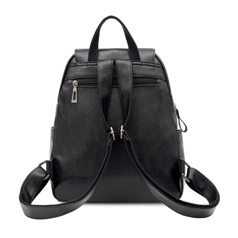 Female Anti-theft Backpack Waterproof Travel PU Backpack