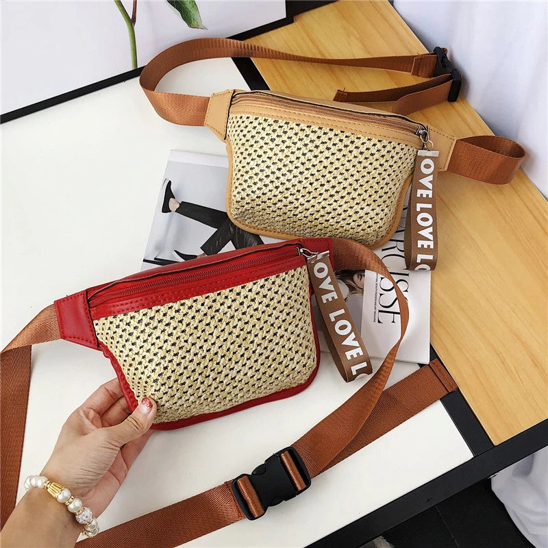 Female Straw Belt Bag Fanny pack And Phone Pack
