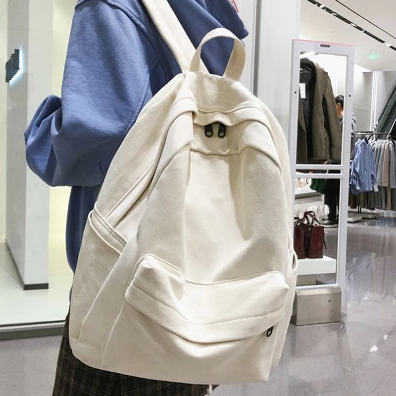 Female Bookbag Cotton Women Backpack for Teenagers Girl College Men School Bag