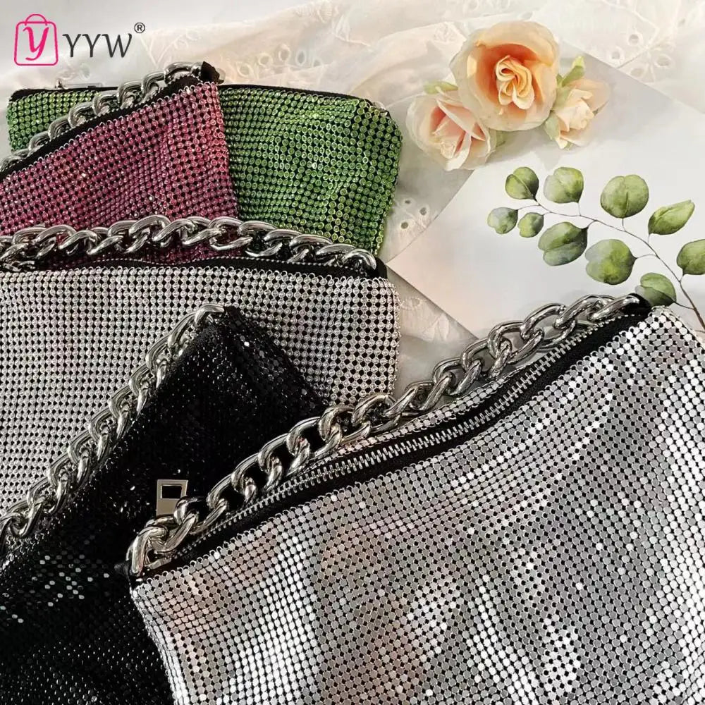Sequined Crossbody Bag Soft Leather Shoulder Bag