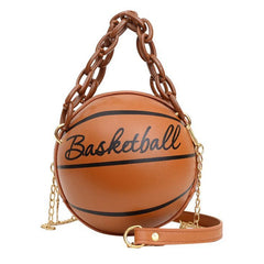 Pink Leather Basketball Bag for Women, Crossbody Chain Handbags