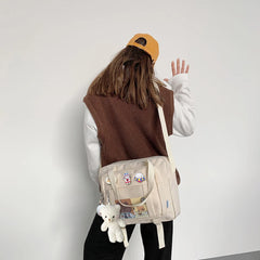 Female Messenger Bags Pendant Badges Ladies Crossbody Bags Zipper Handbags