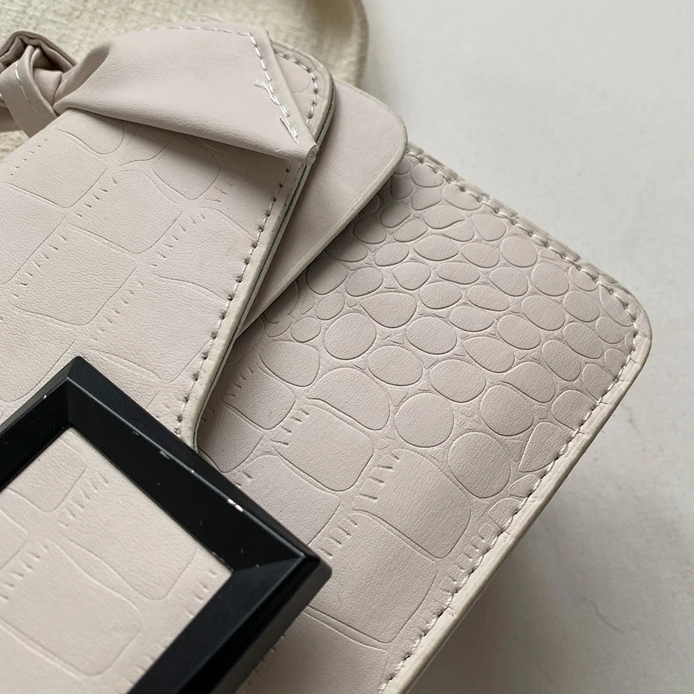 Women's Knot Handle Tote Bag PU Leather Flap Buckle