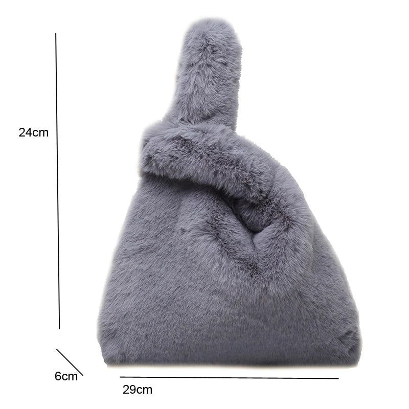 Winter Furry Hobos Shoulder Bag Soft Plush Ladies Clutch Purse Handbag