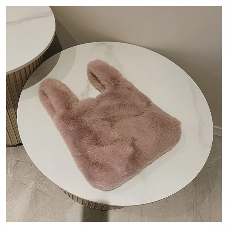 Winter Furry Hobos Shoulder Bag Soft Plush Ladies Clutch Purse Handbag