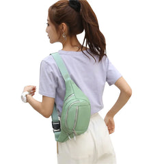 Women's Large Capacity Waist Bag, Multiple Pockets, Green/Blue/Pink