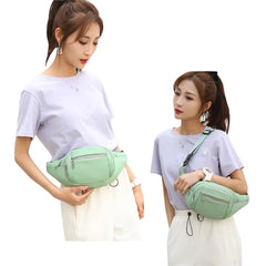 Women's Large Capacity Waist Bag, Multiple Pockets, Green/Blue/Pink