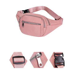 Women's Large Capacity Waist Bag, Multiple Pockets, Green/Blue/Pink