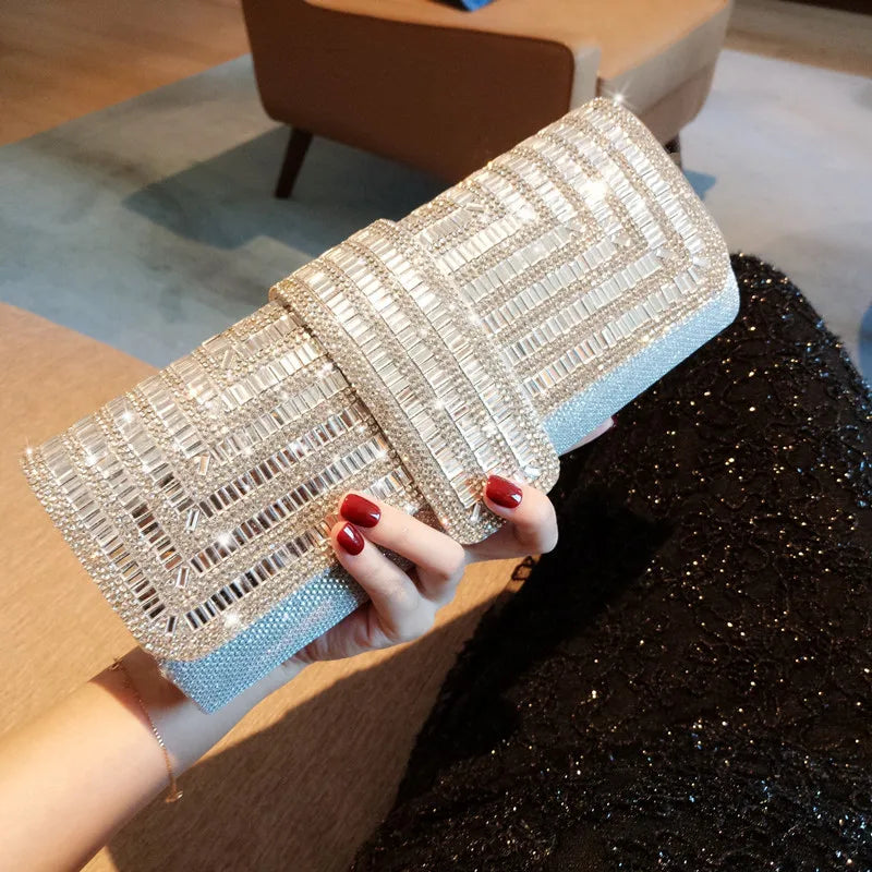 Glass Rhinestone Clutch Wedding Party Evening Bag