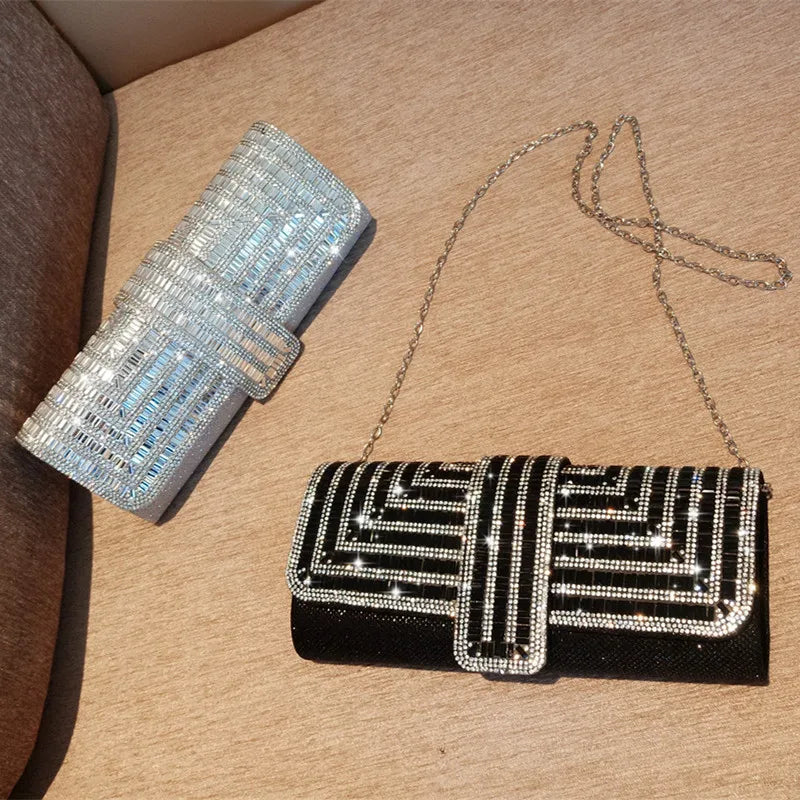 Glass Rhinestone Clutch Wedding Party Evening Bag