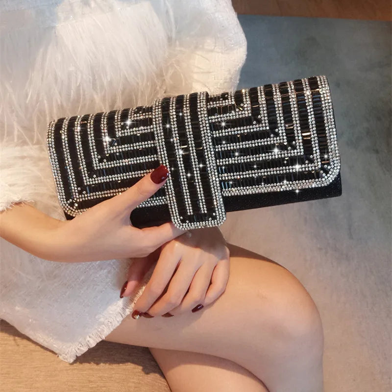 Glass Rhinestone Clutch Wedding Party Evening Bag