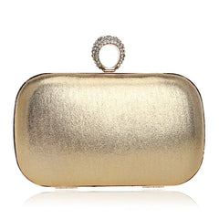 Metal Clutch Bag Diamonds Satin Chain Shoulder Rhinestones Golden Purse
