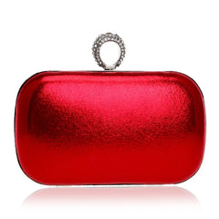 Metal Clutch Bag Diamonds Satin Chain Shoulder Rhinestones Golden Purse