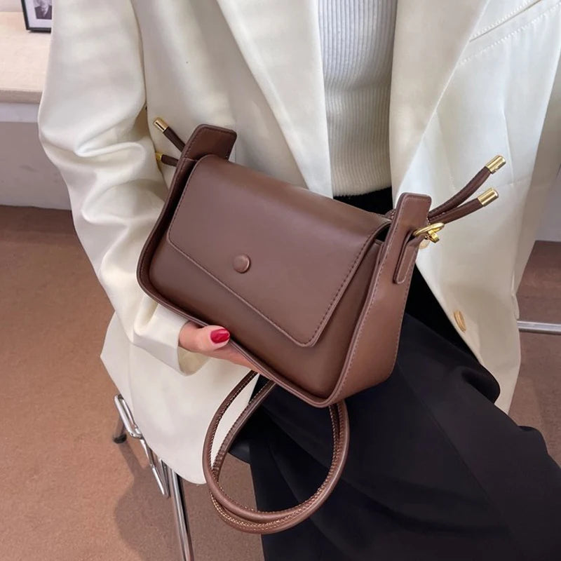 Flap Shoulder Bags for Women High PU Button Underarm Bag Women Desinger Purses