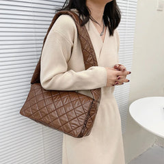 Flap Space Padded Nylon Underarm Bag Quilted Winter Handbag