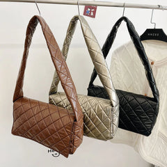 Flap Space Padded Nylon Underarm Bag Quilted Winter Handbag