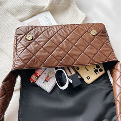 Flap Space Padded Nylon Underarm Bag Quilted Winter Handbag