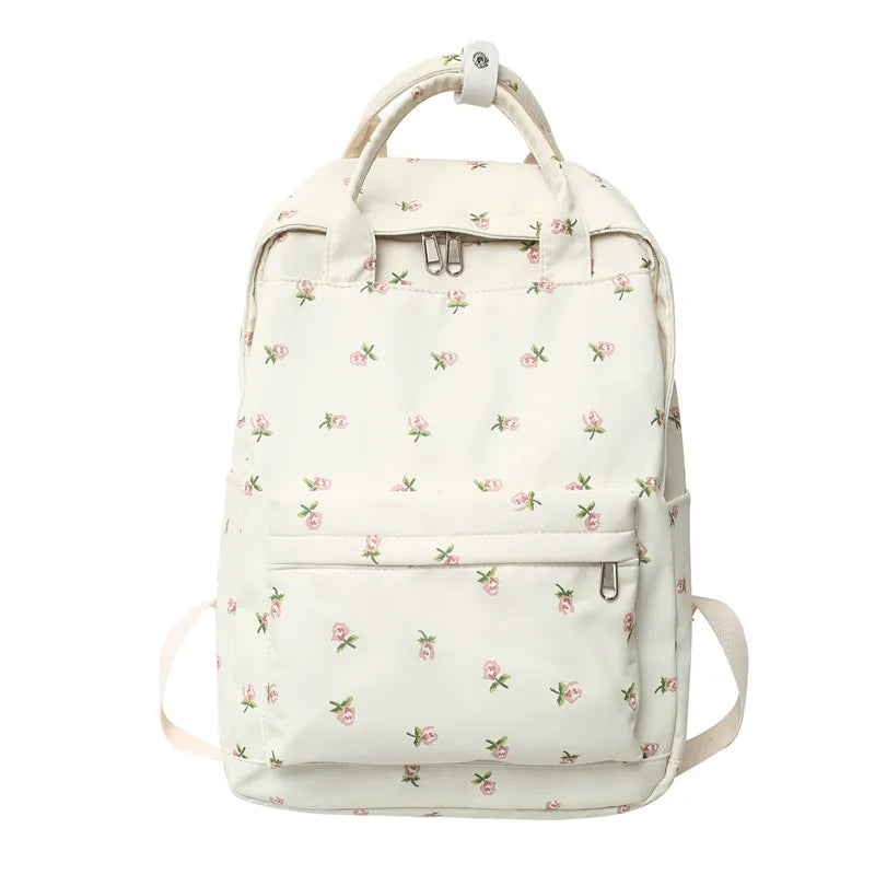 Floral Backpack Women Waterproof Nylon Rucksack Large Capacity