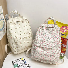 Floral Backpack Women Waterproof Nylon Rucksack Large Capacity