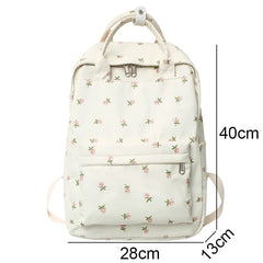 Floral Backpack Women Waterproof Nylon Rucksack Large Capacity