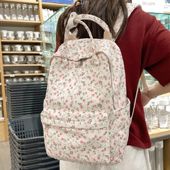 Floral Backpack Women Waterproof Nylon Rucksack Large Capacity