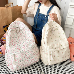 Floral Backpack For Women Waterproof Nylon Rucksack Large Capacity