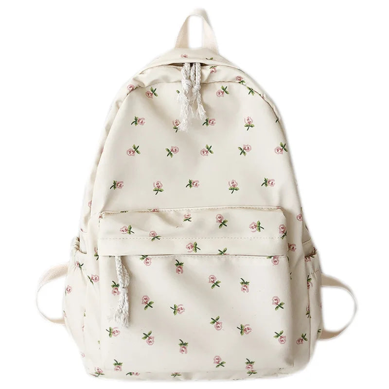 Floral Backpack For Women Waterproof Nylon Rucksack Large Capacity